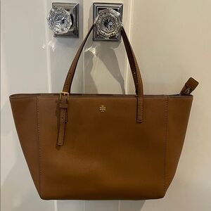 Tory Burch Emerson Top Zip Tan Leather Tote